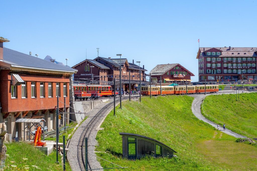 Trains at Kleine Scheidegg, Switzerland