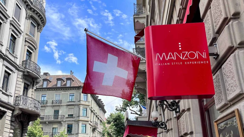 Swiss Flag in Zurich Centre